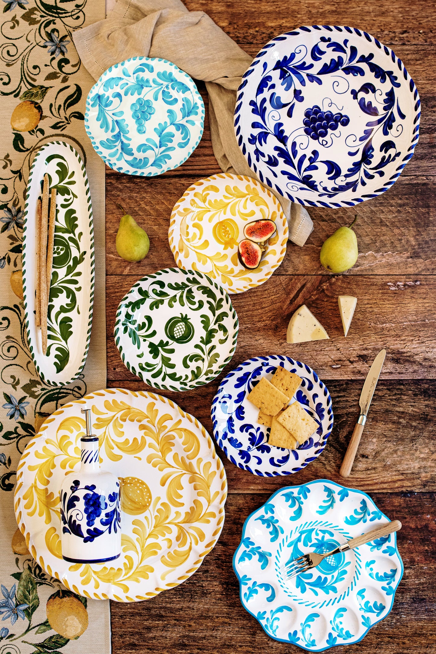 Vietri Arezzo Green Dinner Plate