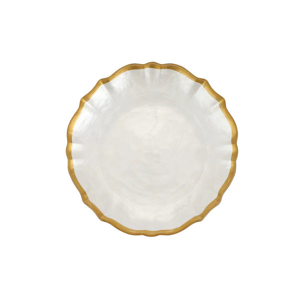 Vietri Baroque Glass White Cocktail Plate