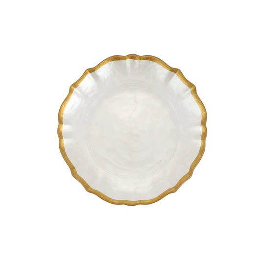 Vietri Baroque Glass White Cocktail Plate