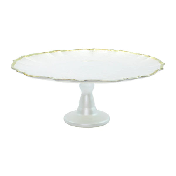 Vietri Baroque Glass Cake Stand White & Gold