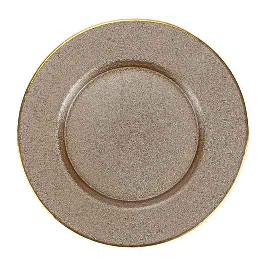 Vietri Metallic Glass Service Plate/Charger Fawn