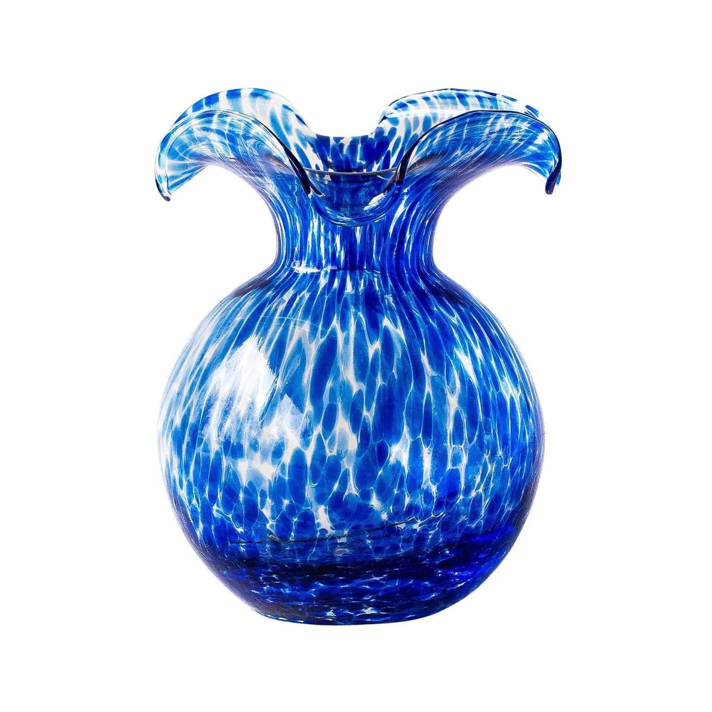 Vietri Hibiscus Glass Fluted Vase Small - Tortoiseshell Cobalt