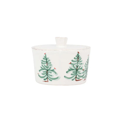 Vietri Lastra Holiday Lidded Sugar Bowl