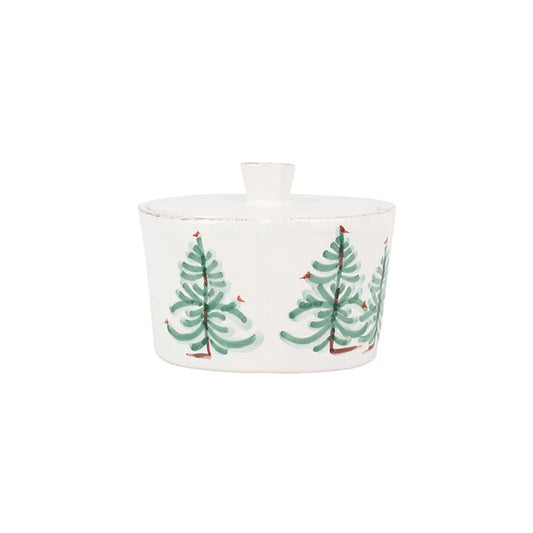 Vietri Lastra Holiday Lidded Sugar Bowl