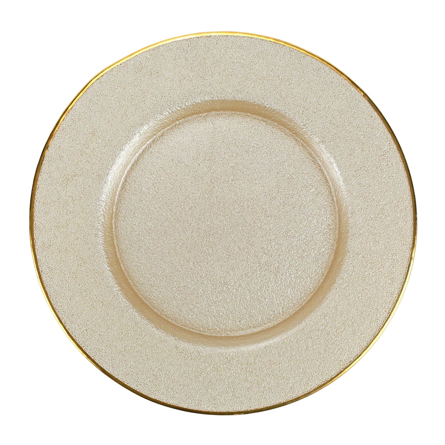 Vietri Metallic Glass Service Plate/Charger Pearl Ivory