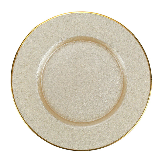 Vietri Metallic Glass Service Plate/Charger Pearl Ivory