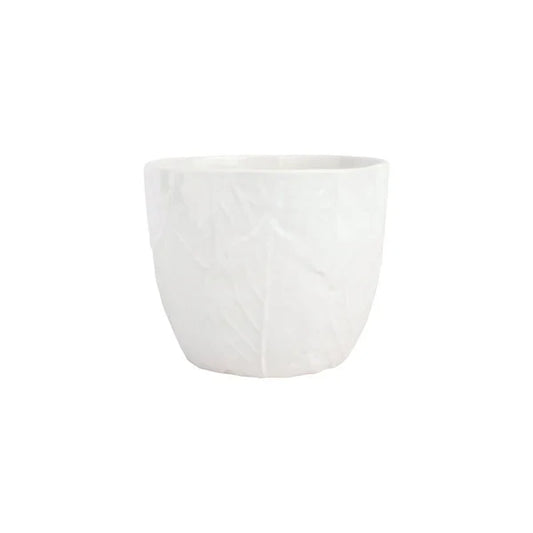 Vietri Cachepot White Garden Embossed Leaves Viva