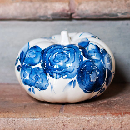 Vietri Pumpkins Blue Camellia - Small