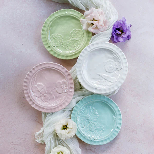 Vietri White Canape Pietra Fiori Plate