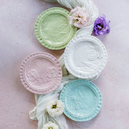 Vietri White Canape Pietra Fiori Plate