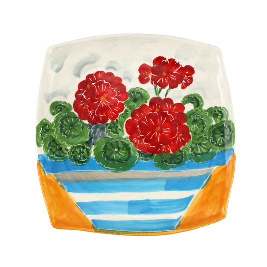 Vietri Red Geraniums Wall Plate