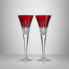 Waterford Lismore Pair of Red Toasting Flutes 5.5 oz Set