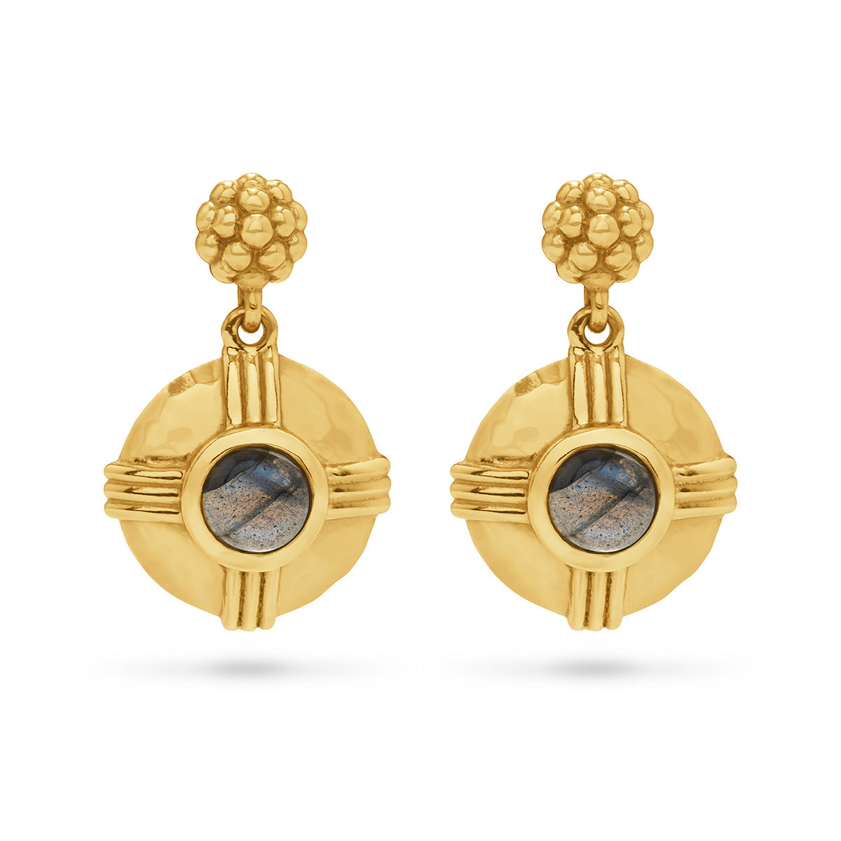 Capucine De Wulf Cleopatra Round Drop Earrings - Gold/Blue Labrodite