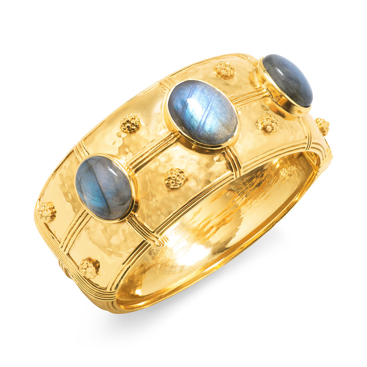 Capucine De Wulf Cleopatra Grande Hinged Bracelet - Gold/Blue Labradorite