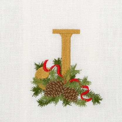 Arte Italica Initial J Winter Pine Monogram Linen Towel