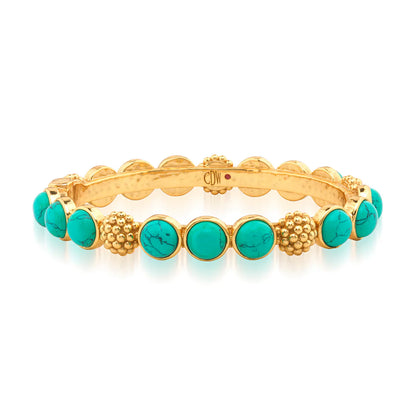 Capucine De Wulf Bangle Berry Gem Hinged Bangle - Turquoise