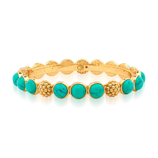 Capucine De Wulf Bangle Berry Gem Hinged Bangle - Turquoise