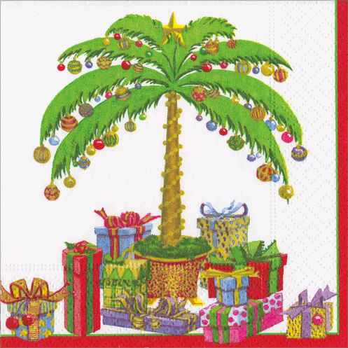 Caspari Deck The Palm - Pearl Napkin Cocktail