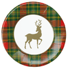 Caspari Reindeer Tartan Red Salad/dessert Plates