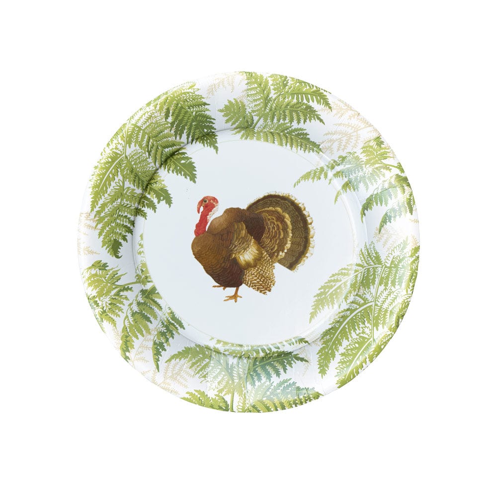 Caspari Salad Turkey Among Ferns Paper Salad & Dessert Plates