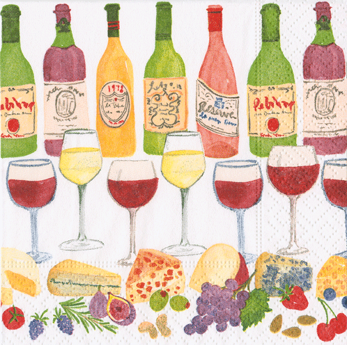 Caspari Wine Pairings Napkin Cocktail