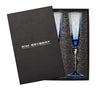 Kim Seybert Glass: Daphne Flute in Blue, Set of 2 in Gift Box