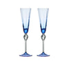 Kim Seybert Glass: Daphne Flute in Blue, Set of 2 in Gift Box