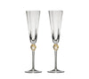 Kim Seybert Glass: Daphne Flute in Clear & Gold, Set of 2 in Gift Box