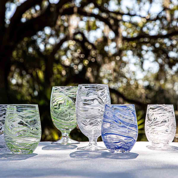 Juliska Puro Marbled Stemless Wine Glass - White
