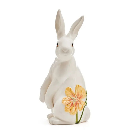 Fitz & Floyd Sitting Meadow Rabbit Yellow Flower