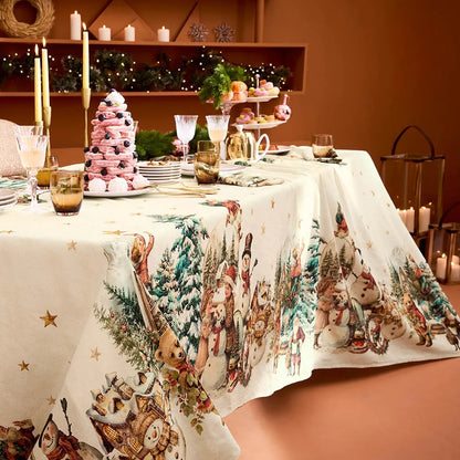 Garnier Thiebaut 61x89 Bonhommes De Neige Vintage Tablecloth