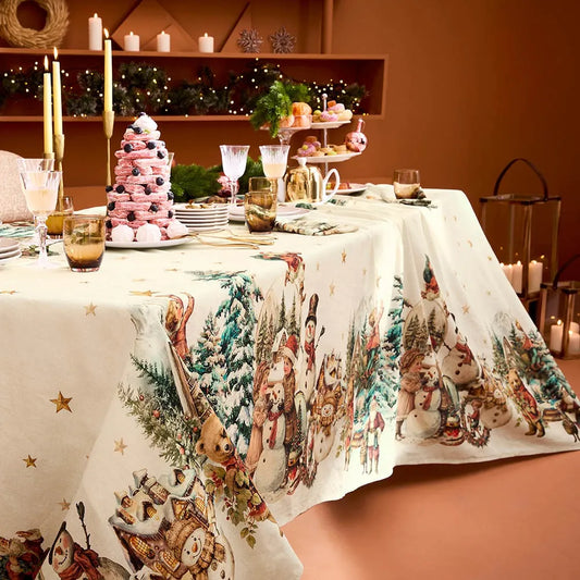 Garnier Thiebaut 61x89 Bonhommes De Neige Vintage Tablecloth