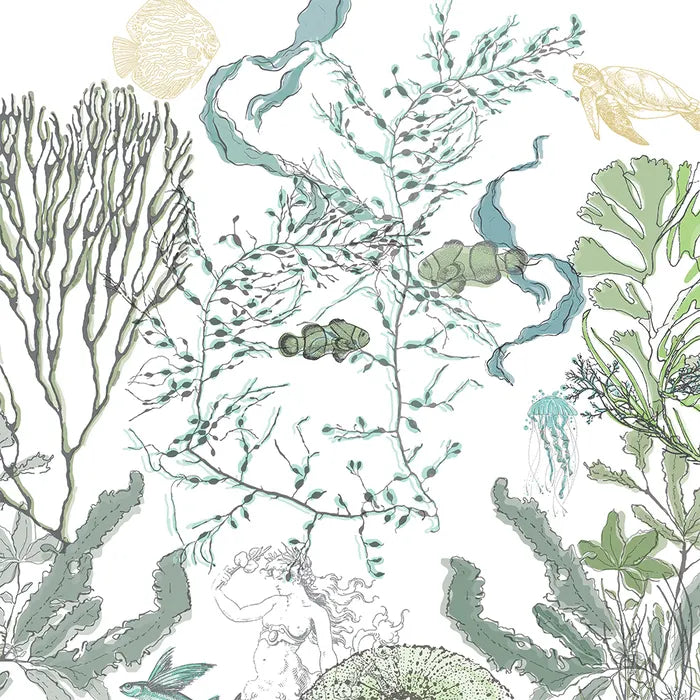 Garnier Thiebaut  Balade Marine Verde Napkin 18x18, Cotton-Linen Blend