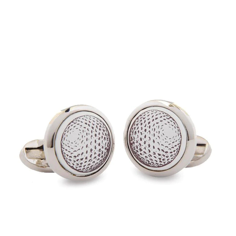 Halcyon Days Cufflinks - Silver Golf Ball Enamel