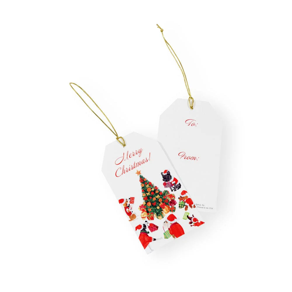 Caspari Hanging Gift Tags: Dogs Around Christmas Tree