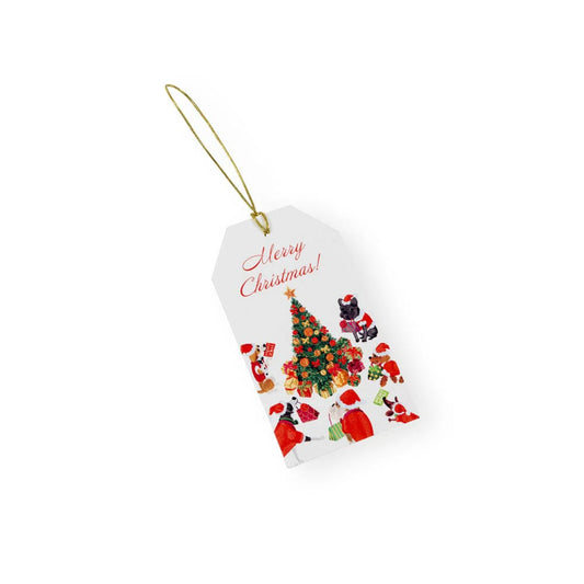 Caspari Hanging Gift Tags: Dogs Around Christmas Tree