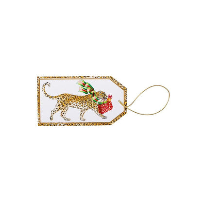 Caspari Hanging Gift Tags: Leopards in Snow Classic