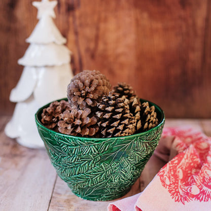 Vietri Lastra Holiday - Green Figural Small Deep Bowl