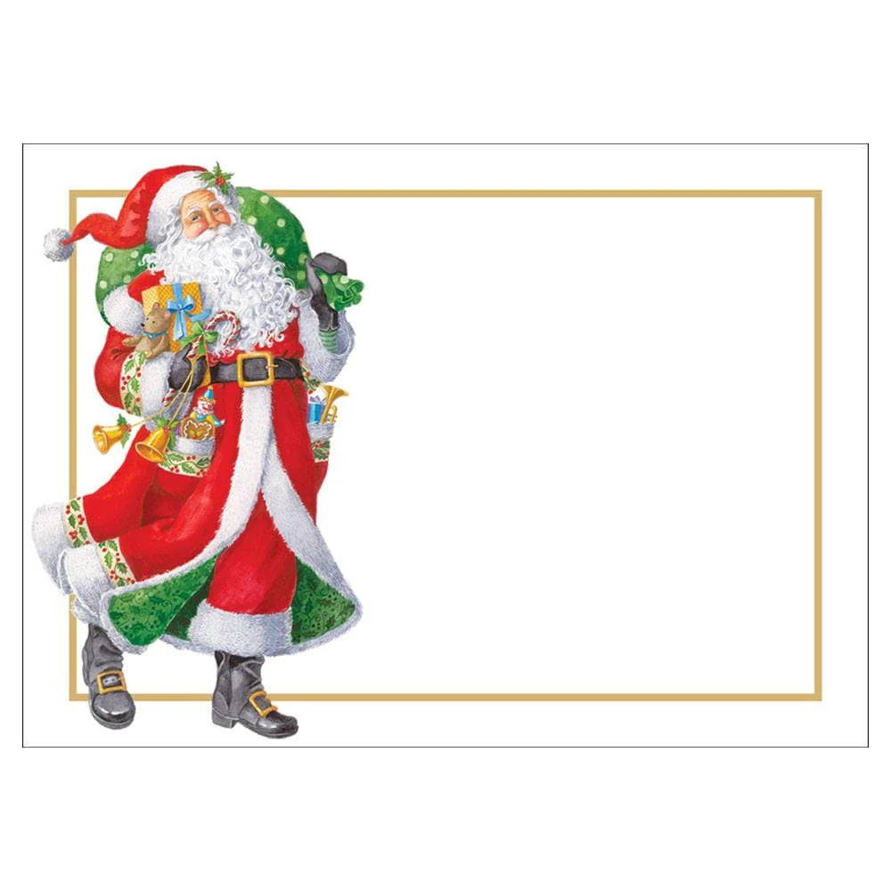 Caspari Self-Adhesive Labels: Woodland Santa - 12 Per Package