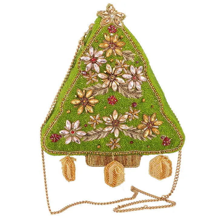 Mary Frances Decked Out Beaded Christmas Tree Crossbody Bag