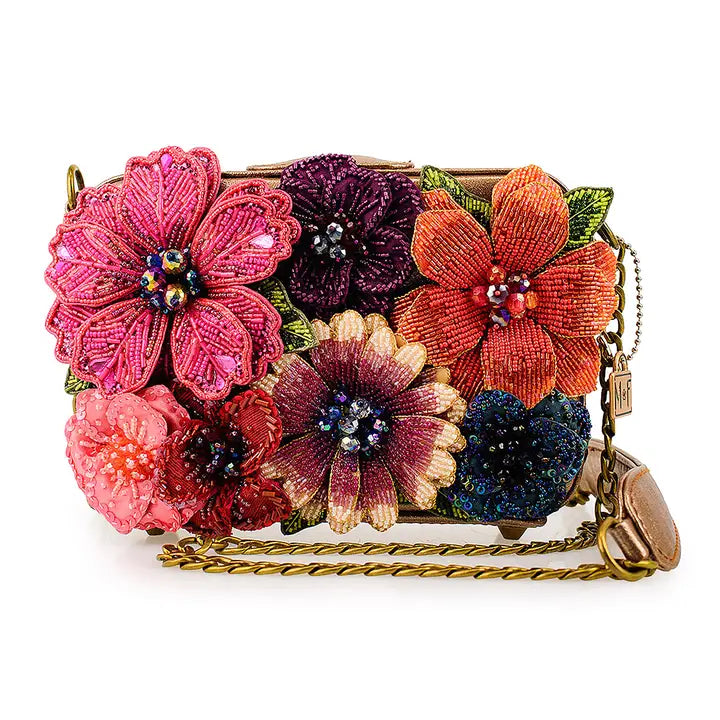 Mary Frances Fresh Picked Beaded Large Flowers Crossbody Handbag