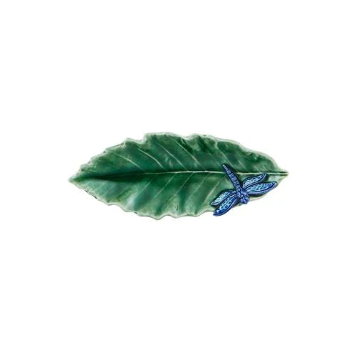 Vista Alegre| Bordallo Pinheiro Chestnut Leaf 16 With Dragonfly Decorative Tray, 17.5Cm