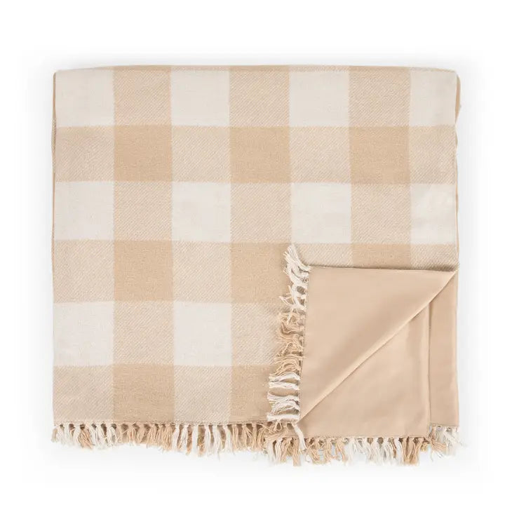Picnic Blanket: Montecito with Harness - Beige Gingham