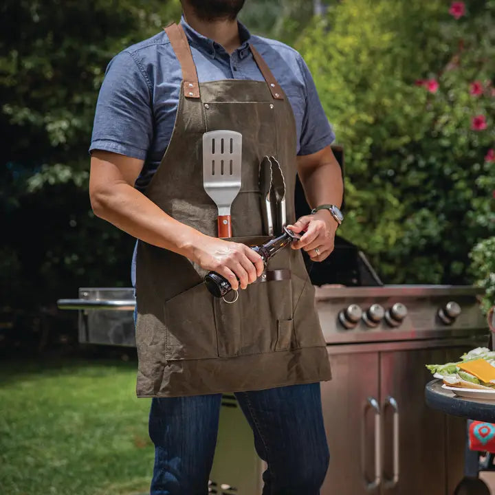 Picnic Time Bbq Apron with Tools & Bottle Opener