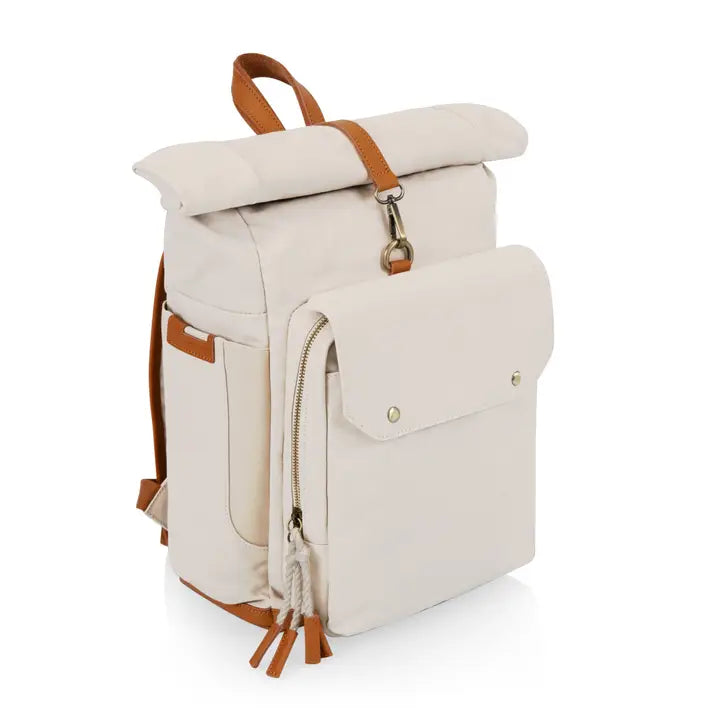 Picnic Time Roll Top Picnic Backpack Cooler Tan Carmel