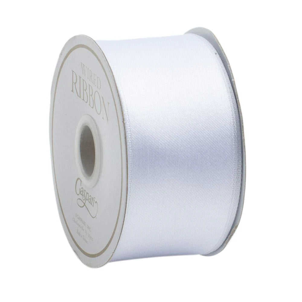 Caspari Ribbon: Satin Wired Roll in White