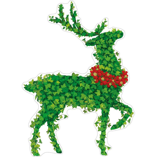 Caspari Ornament Gift Tags: Stag Topiary Die-Cut