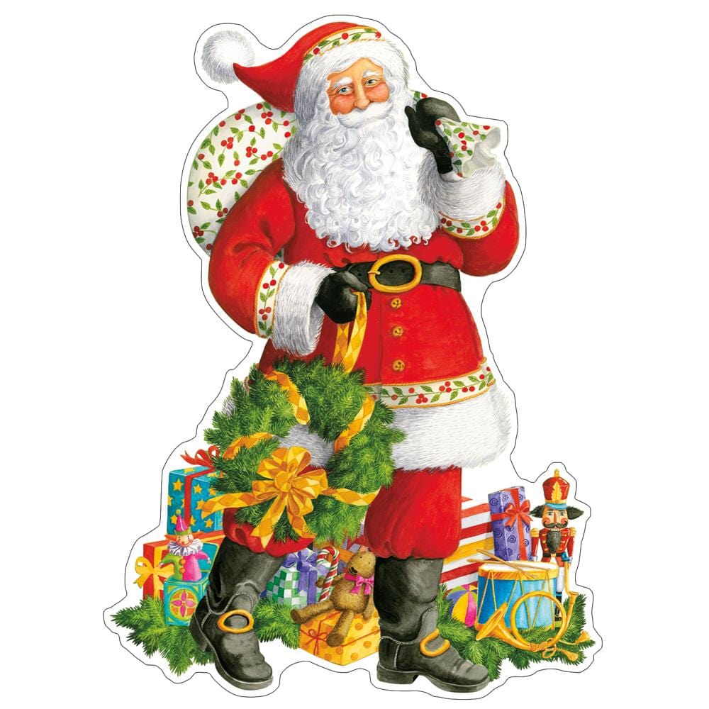 Caspari Ornament Gift Tags: Jolly St. Nick Die-Cut