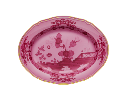Ginori 1735 Oriente Italiano Oval Platter 15" with Gold Trim - Porpora (Mauve)
