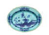 Ginori 1735 Oriente Italiano Oval Platter 15" with Gold Trim - Iris (Aqua)